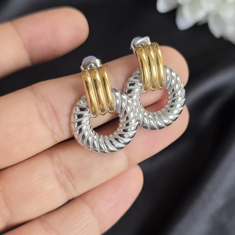 Elegant Gold and Silver Hoop Earrings